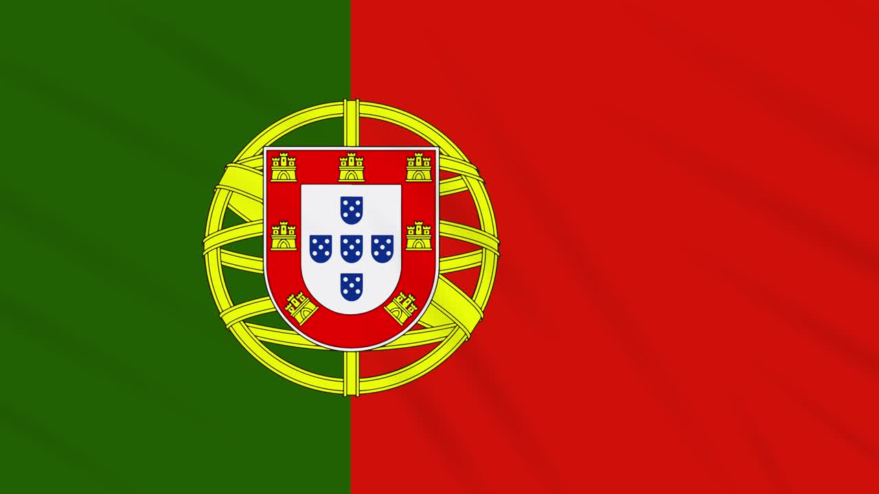 Portugal flag waving cloth background, loop