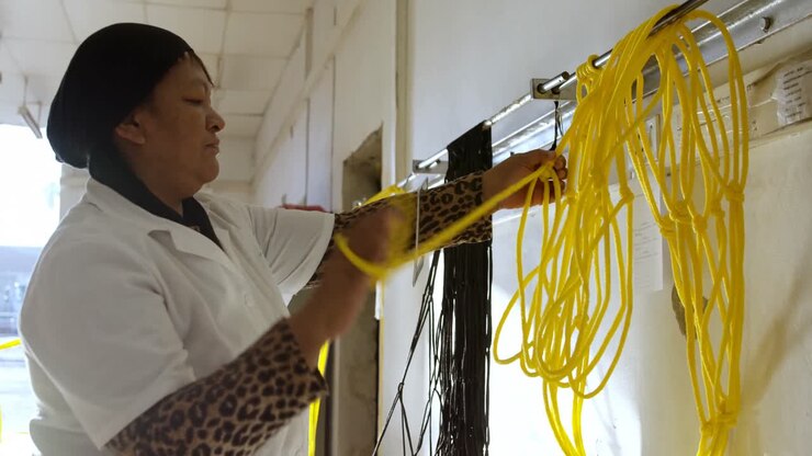 Worker working in rope making industry 4k