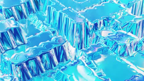 liquid pattern like waves in looped motion. 3d stylish abstract blue bg of wavy surface like brilliant liquid glass with beautiful gradient colors. 4k trendy colorful fluid animation.