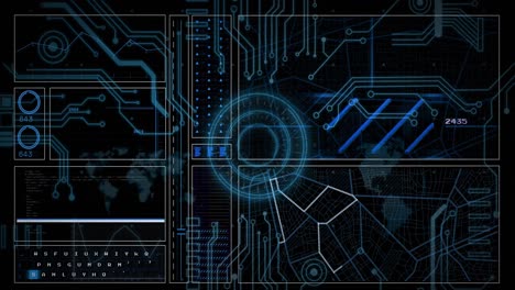 animación del escaneo del alcance y el procesamiento de datos sobre fondo negro