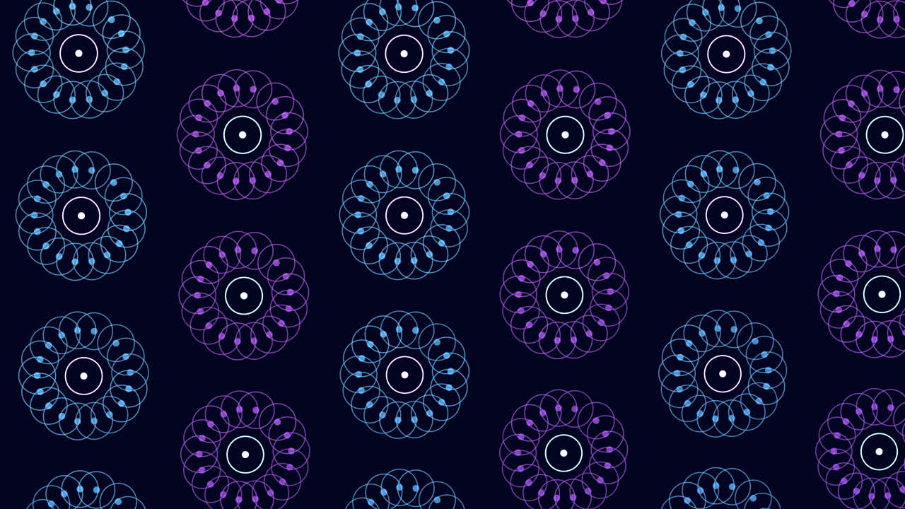 Motivo di fiori al neon e futuristici su gradiente nero 2