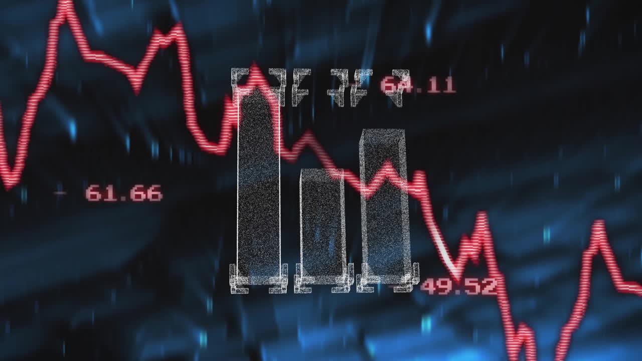Animation of digital data processing over connections on black background