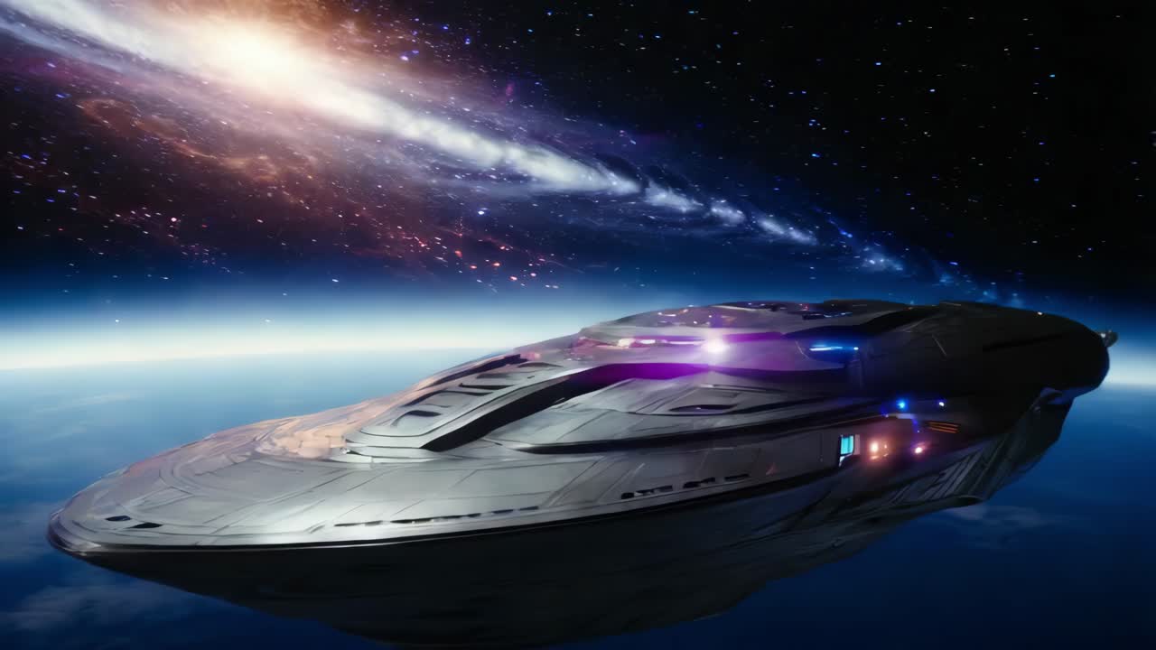 깊은 우주에 있는 우주선