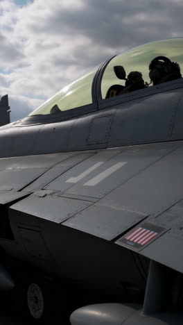 close-up view of a military fighter jet