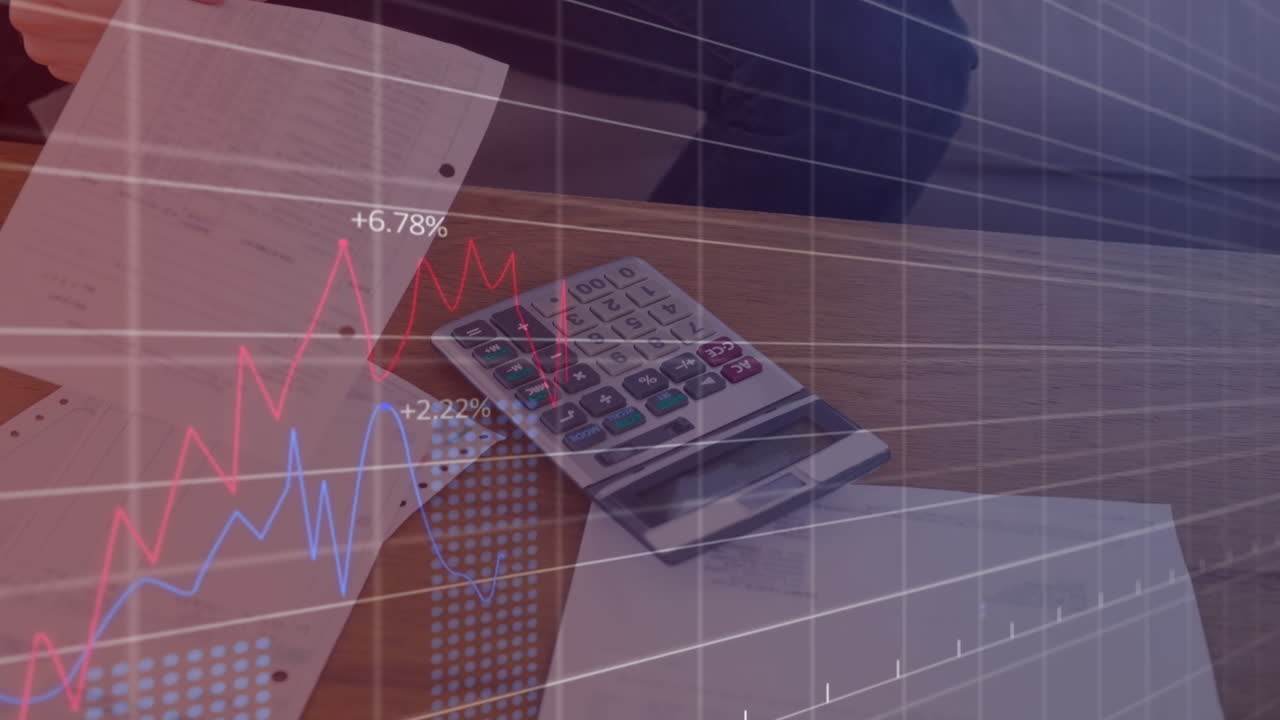 Animation of data processing over calculator