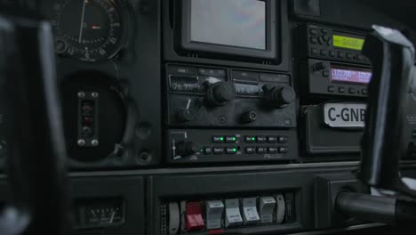 communication and navigation equipment in cockpit of small airplane cu