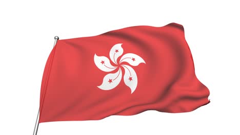 flag of hong kong in the wind (alpha channel, semi-transparent, loopable)