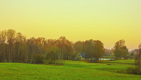 late autumn nature and early snowfall winter near countryside