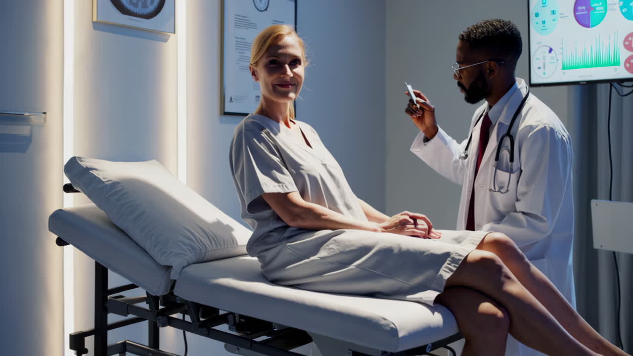 Doctor preparing a syringe for a patient in a medical examination room