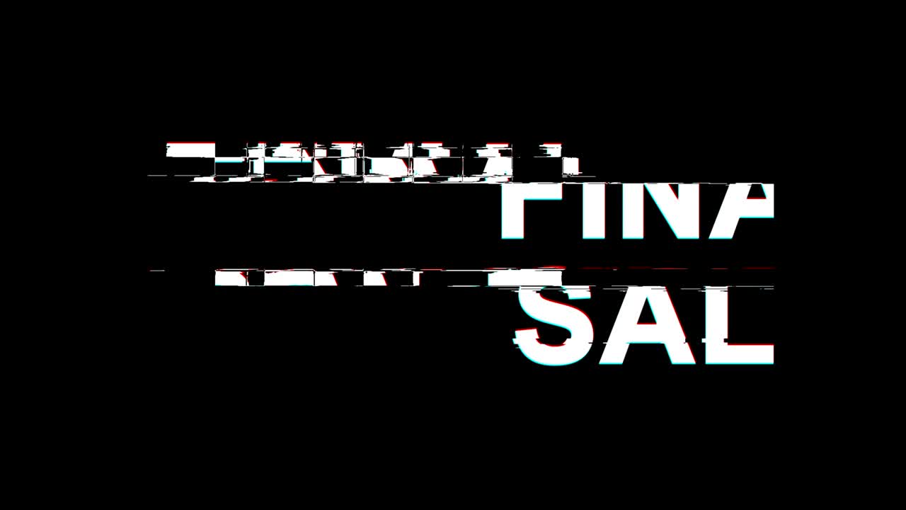 최종 판매 오류 효과 텍스트 디지털 tv 왜곡 4k 루프 애니메이션