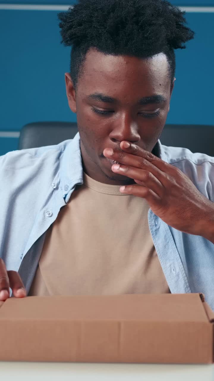 Unboxing excitement with a smile  discovering treasures at home