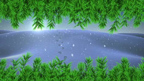 Animación-De-Nieve-Cayendo-Sobre-Un-Paisaje-Invernal.