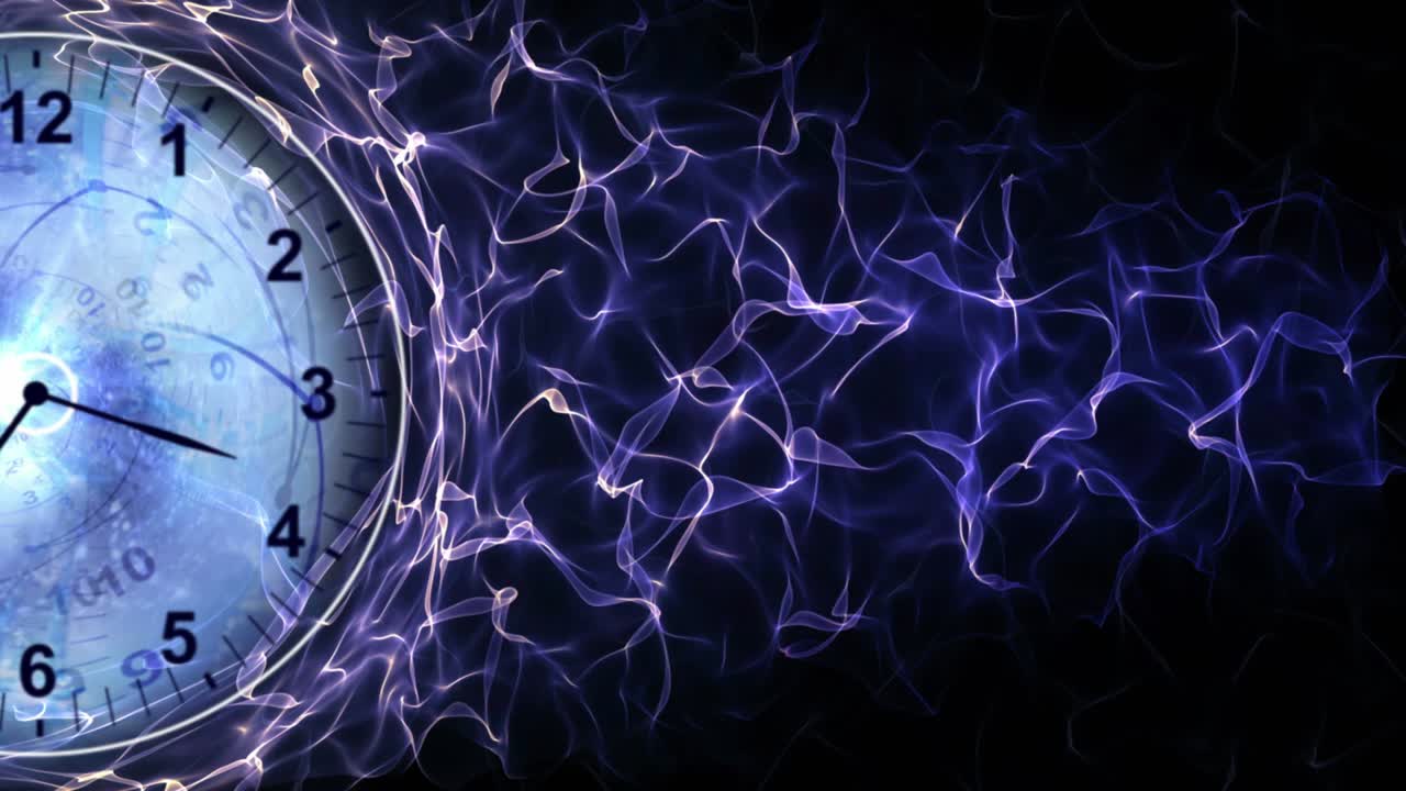 Clock and Fibers Form Ring, Time Concepts Background, Loop, 4k