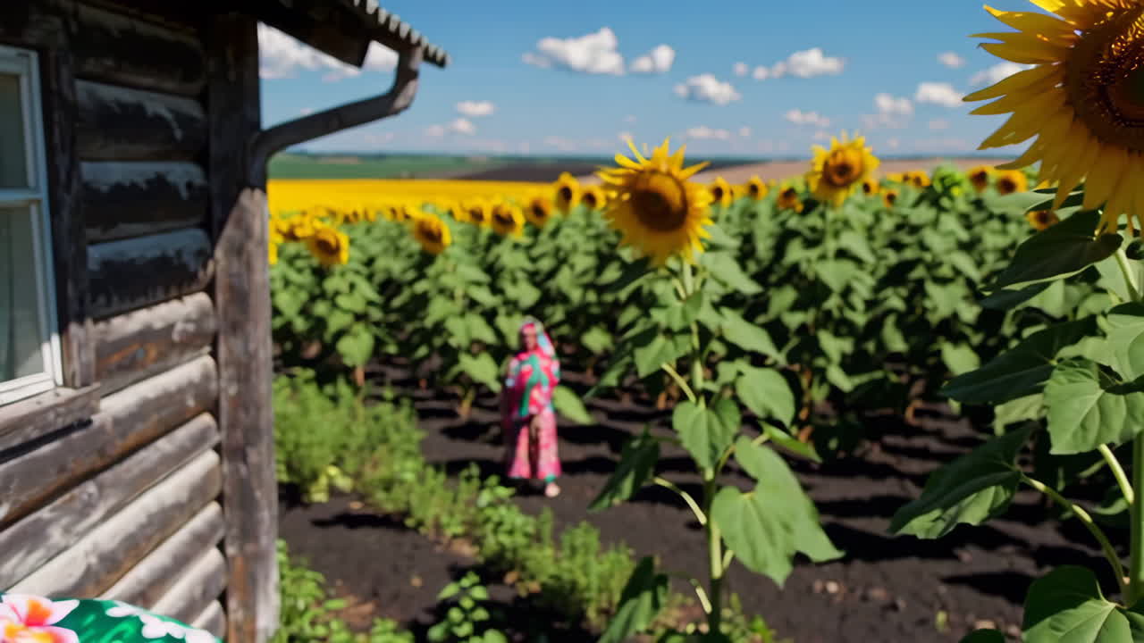 해바라기 에 있는 여자