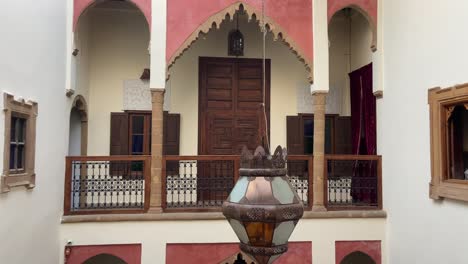 traditional interior architecture of a moroccan riad with morning light