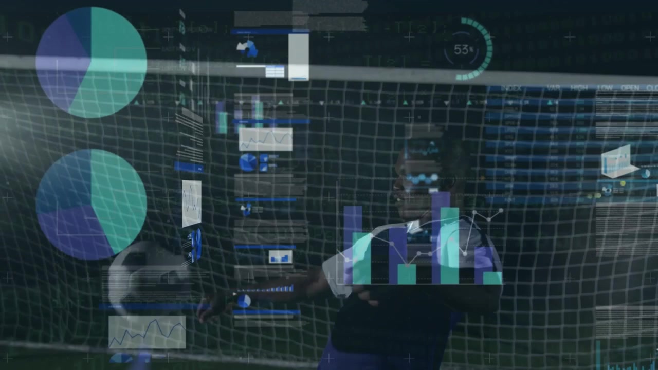 Animazione dell'elaborazione dati su un giocatore di football