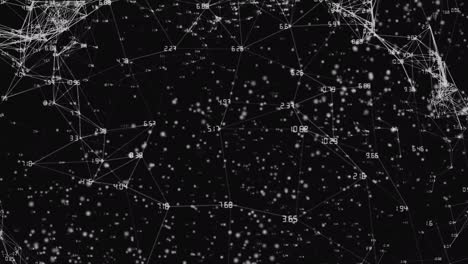 animación del procesamiento de datos y huella de mano sobre fondo negro