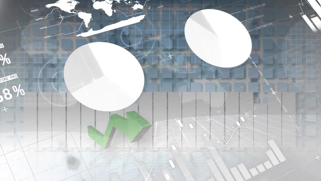 어두운 배경에서 금융 데이터 처리의 애니메이션