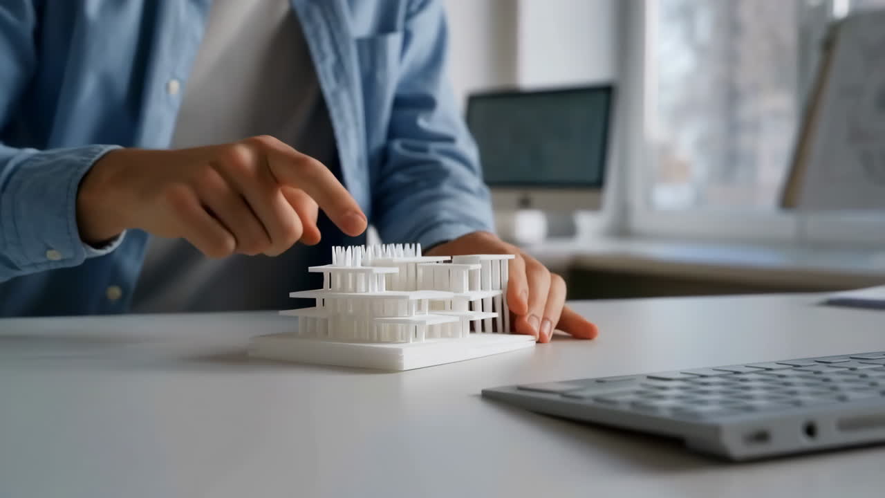 Person interacting with an architectural 3D model