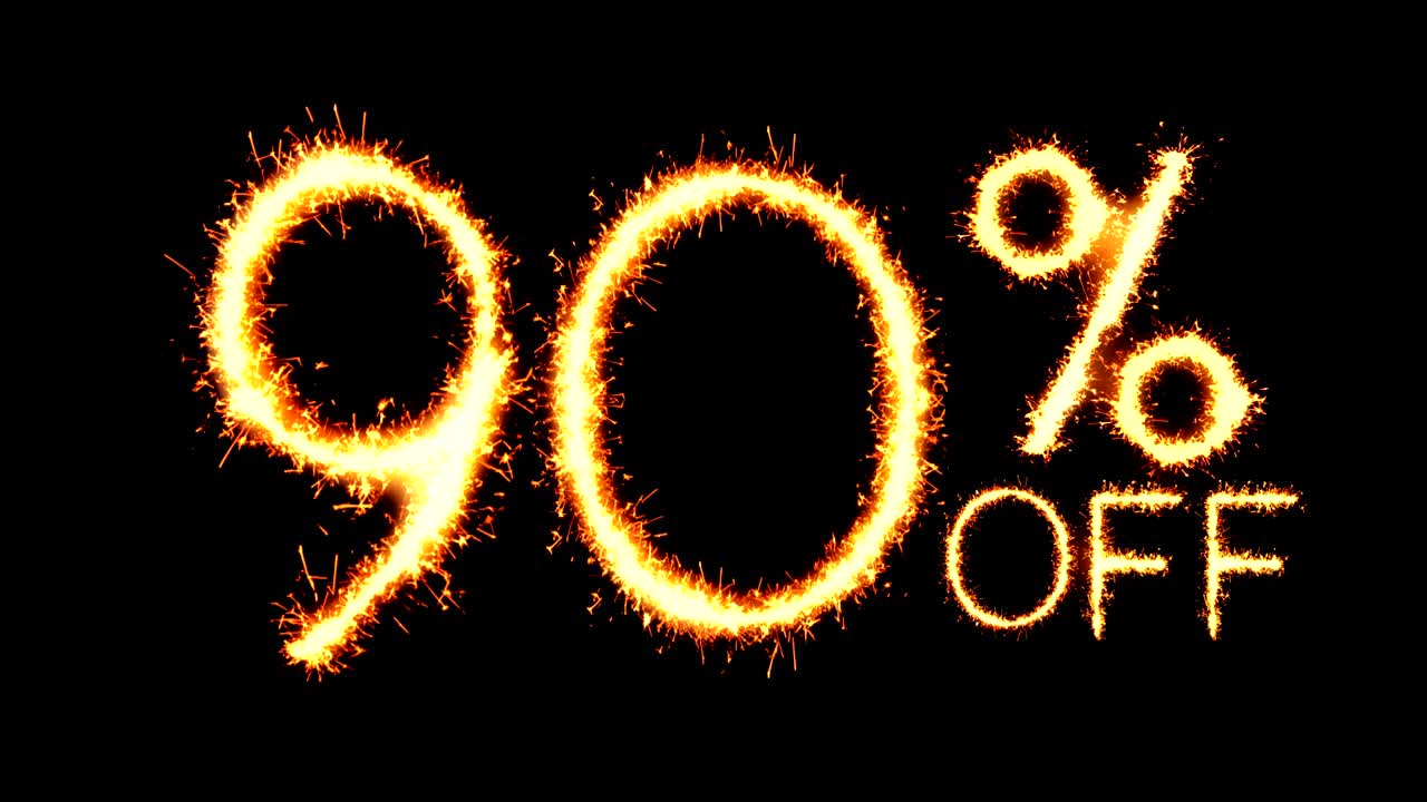 90% Off Text Sparkler Glitter Sparks Firework Loop Animation