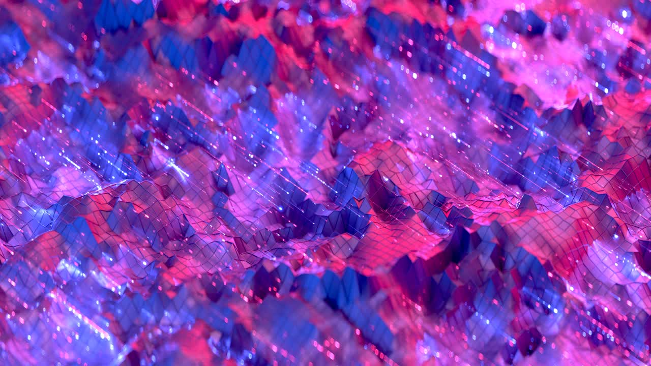 Animazione renderizzata in 3D di forma poligonale astratta e segnali in loop continuo