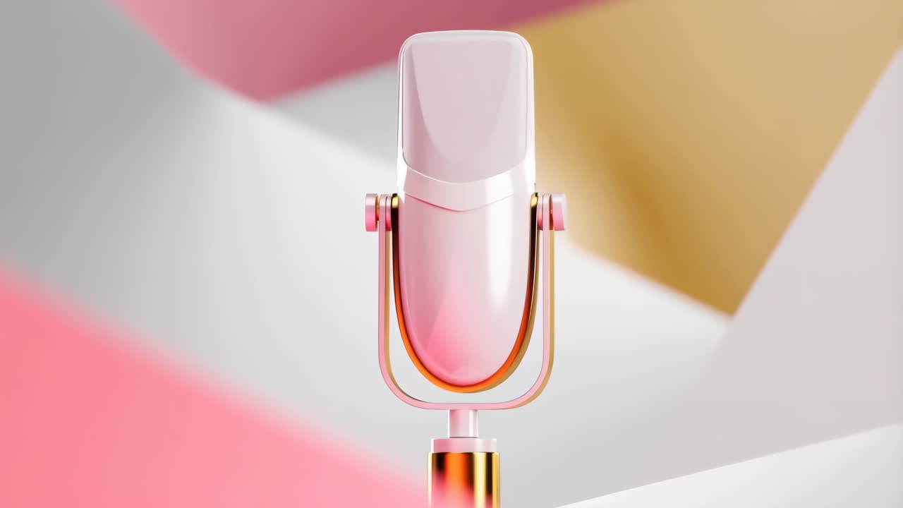 Stylized Pink and Gold Microphone