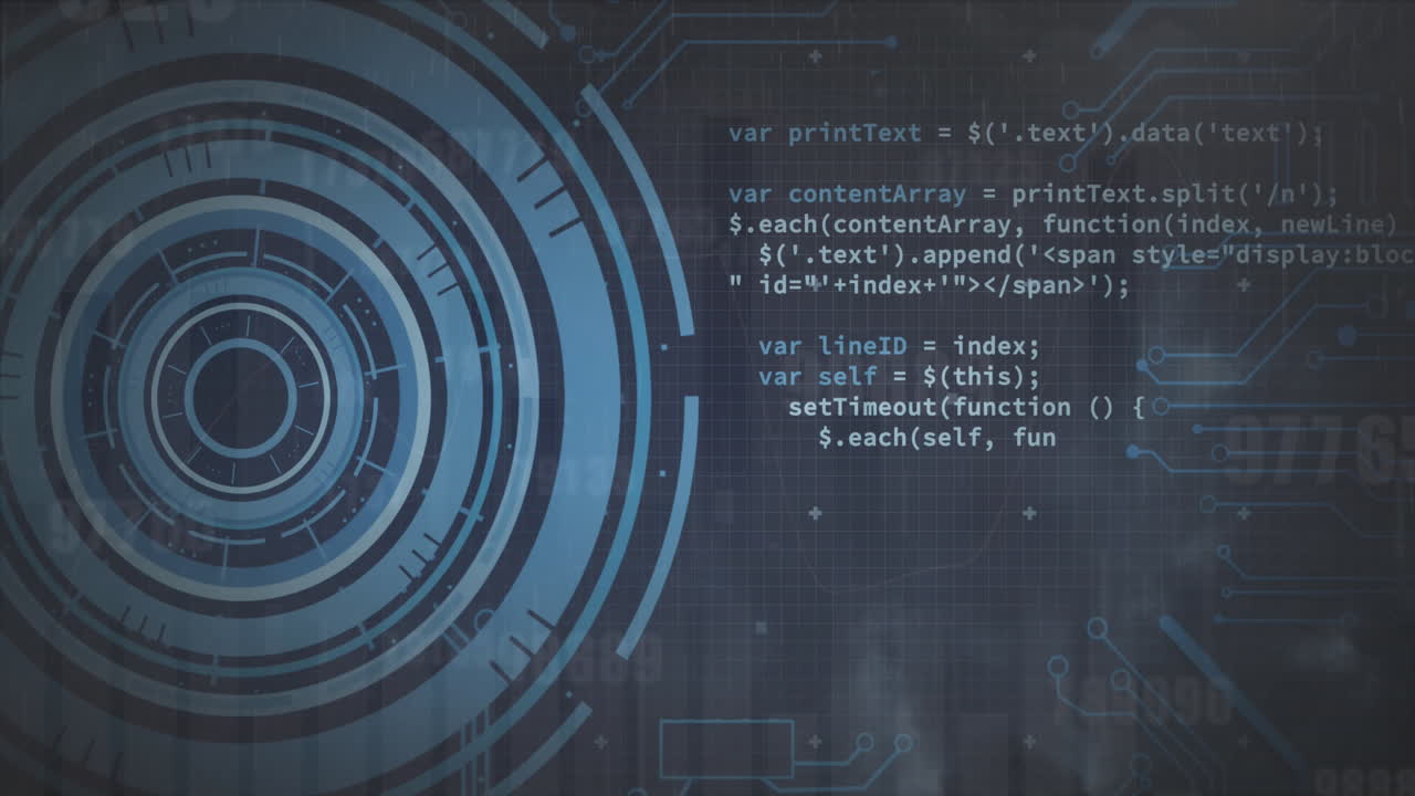 animación de números, procesamiento de datos a través del escaneo de alcance