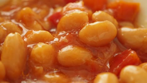 close-up of baked beans in tomato sauce
