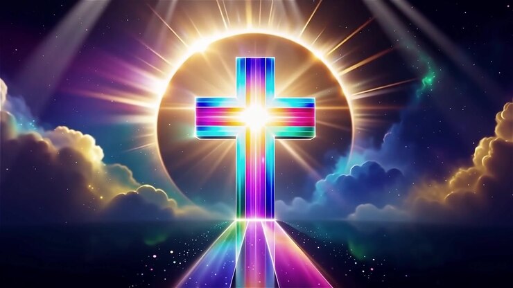 Christian Cross Heavenly Light Worship Background