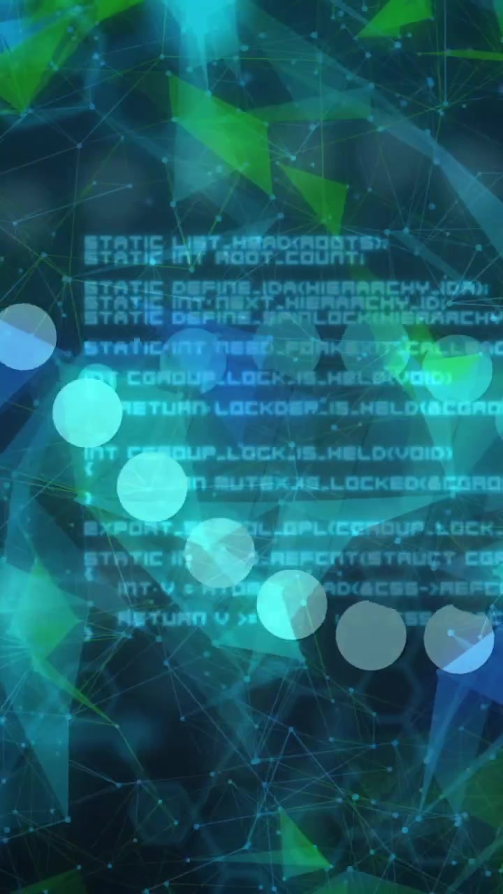 Animation of scientific data processing over globe and dna strand on dark background