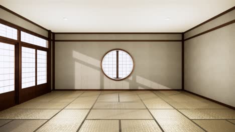 empty yoga room inteior with tatami mat floor.3d rendering