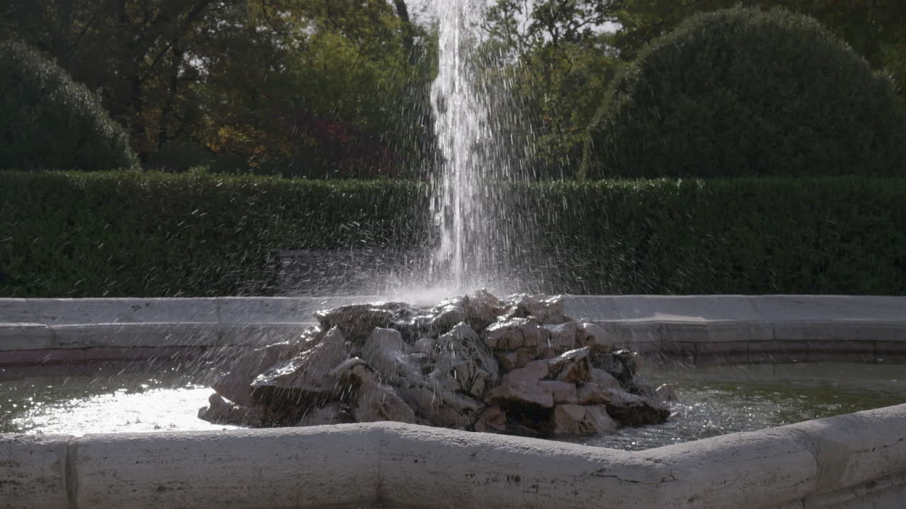Tranquil Fountain in Lush Garden