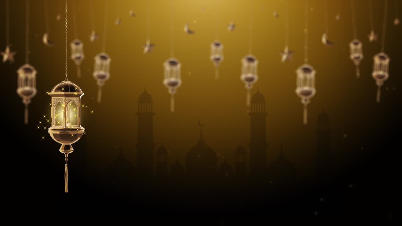 Fondo en bucle con patrón islámico 4K 3D de Ramadán Real Dorado