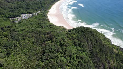 headland and broken head beach in new south wales, australia - aerial drone shot