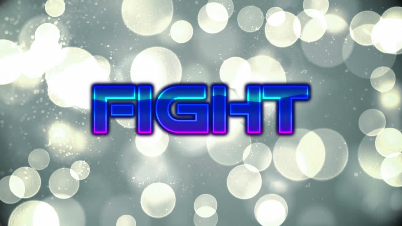 스포트 라이트 위에서 싸우는 네온 텍스트의 애니메이션