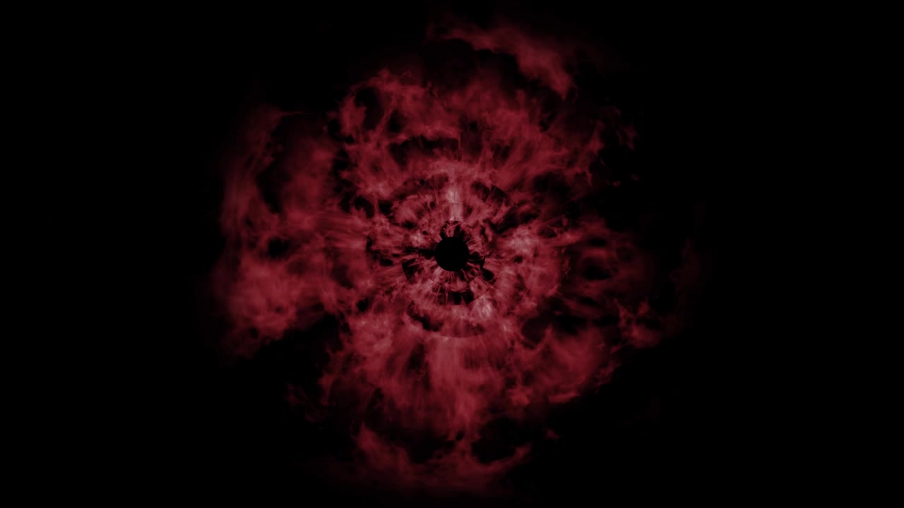 Smoke explosion with shock-wave animation on a black background