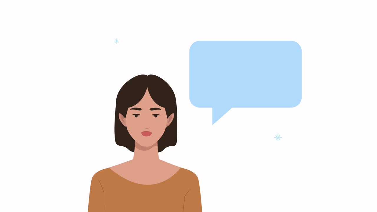 elegant businesswoman character with speech bubble