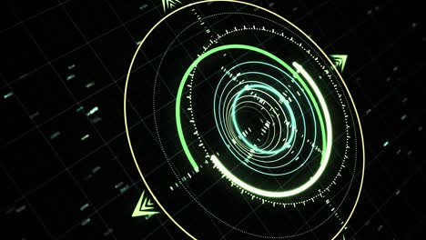 primer plano de diseño moderno de elementos para fondo de tecnología, bucle sin costuras. animación. sistema de orientación aislado en fondo negro