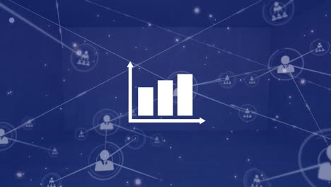 animation of diagram over network of connections on blue background