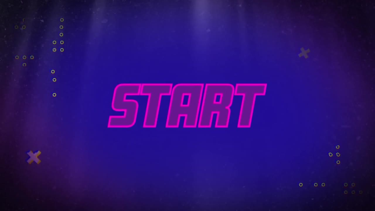 animación del texto de inicio y las formas sobre fondo azul