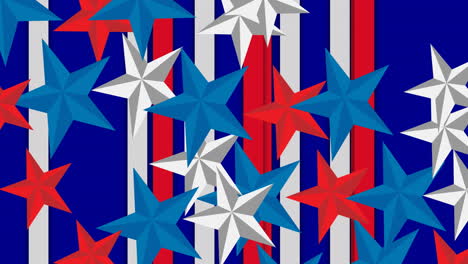 animation of stripes moving with stars coloured with flag of usa