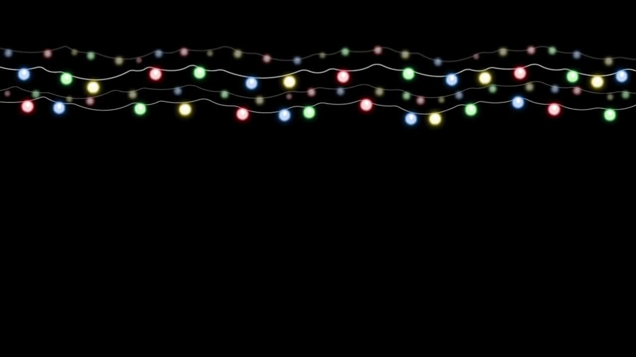 animación colorido marco de guirnaldas de luz aislar en fondo negro.