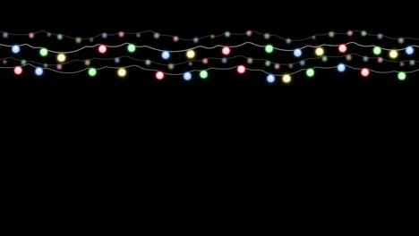 Animation colorful light garland frame isolate on black background.