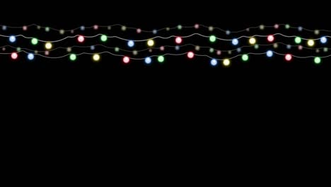 animation colorful light garland frame isolate on black background.