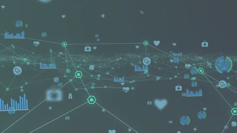 animación en la red de conexiones sobre fondo verde