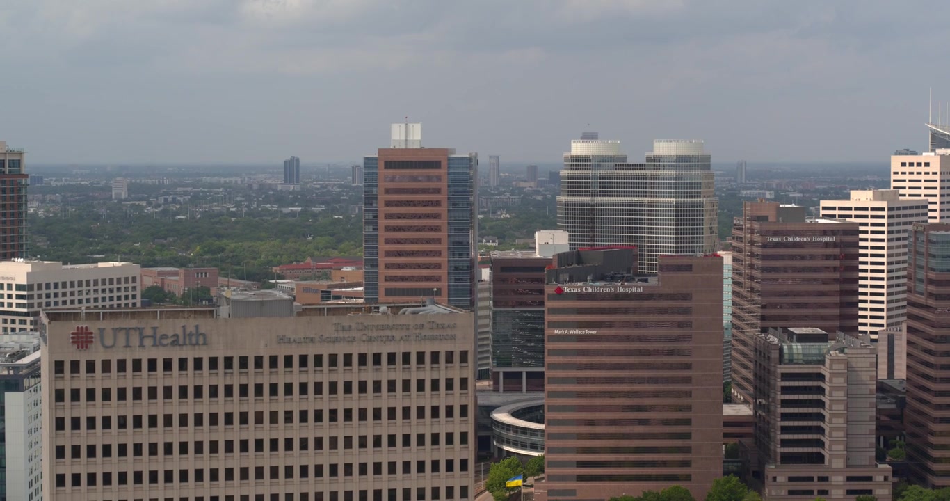 Vista de drone do Texas Medical Center em Houston
