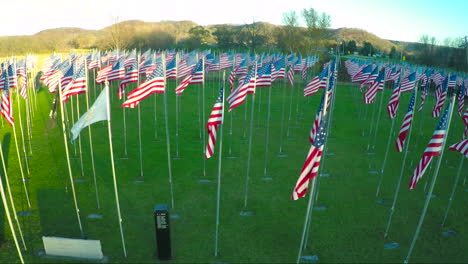 Eine-Antenne-über-Einer-Anzeige-Amerikanischer-Flaggen-Ehrt-Amerikas-Veteranen-1