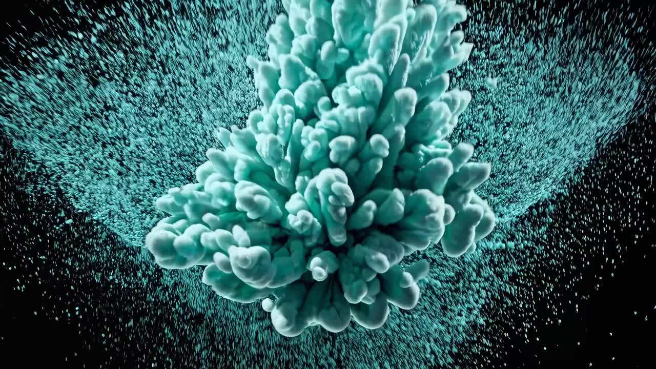 Teal Ink Blots in Motion