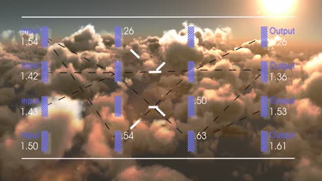 Animación-De-Interfaz-Con-Procesamiento-De-Datos-Contra-Nubes-Y-Sol-Brillante-En-El-Cielo