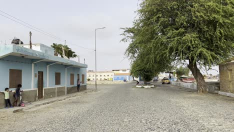 quiet street scene in a cape verde village
